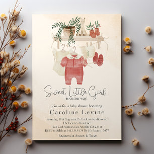 Invitation Sweet Little Girl Boho Baby shower de vêtements