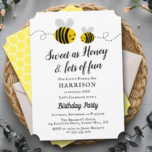 Invitation Sweet Little Honey Bee 1ère fête d'anniversaire