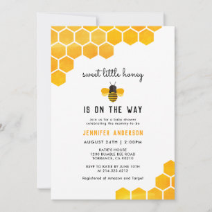 Invitation Sweet Little Honey Est Sur Le Chemin Baby shower A