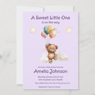 Invitation Sweet Little One sur le chemin Baby shower Lavende