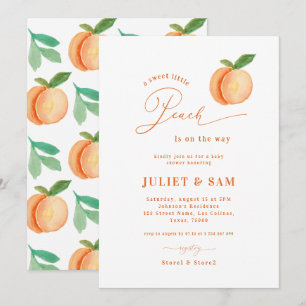 Invitation Sweet Little Peach Baby shower neutre de genre