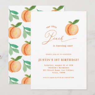 Invitation Sweet Little Peach Genre Neutre 1er anniversaire