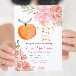 Invitation Sweet Little Peach sur le chemin baby showers invi