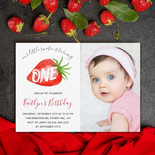 Invitation Sweet Little Strawberry 1er Anniversaire Photo