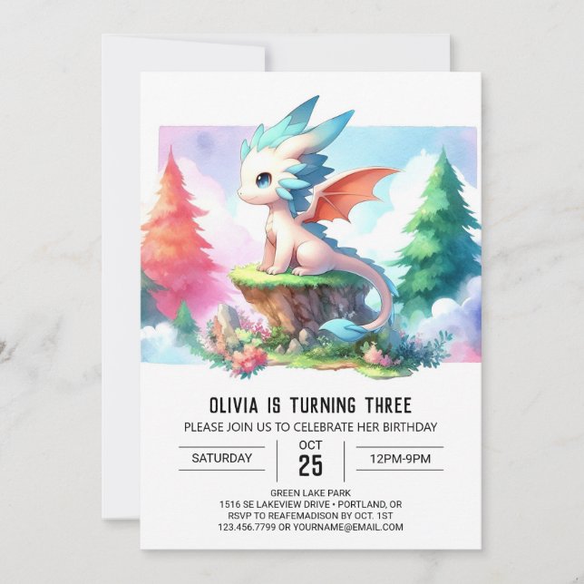 Invitation Sweet Magic Dragon Anniversaire (Devant)