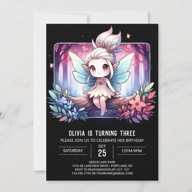 Invitation Sweet Minimaliste Fairy Anniversaire (Devant)