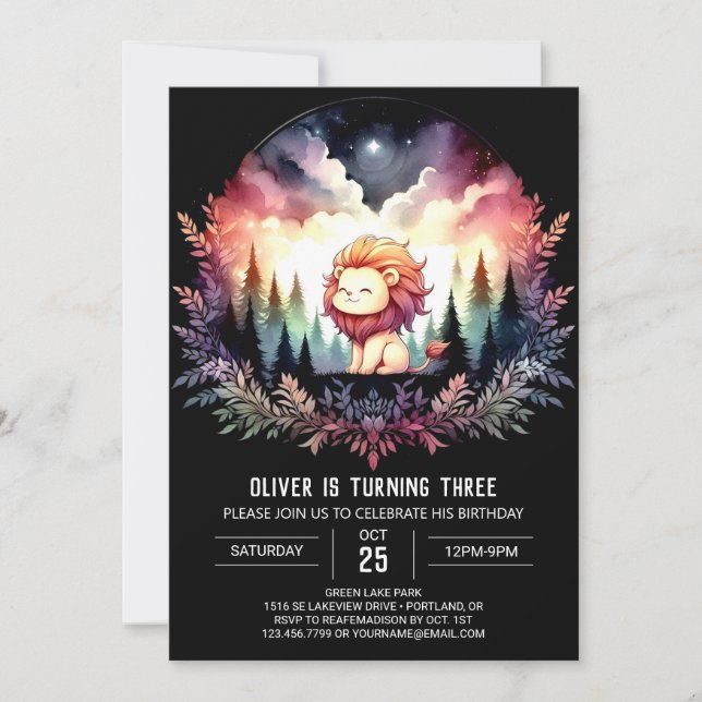 Invitation Sweet Minimaliste Lion Anniversaire (Devant)
