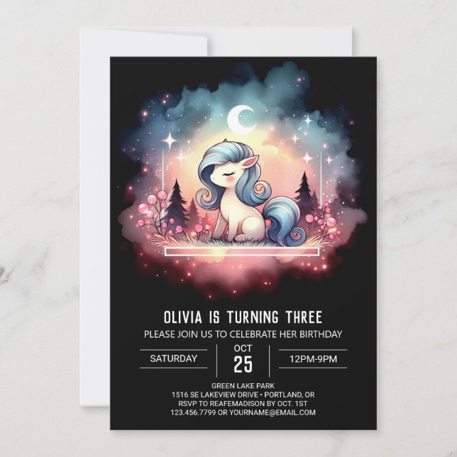Invitation Sweet Modern Horse Anniversaire (Devant)