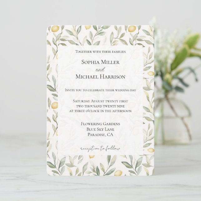 Invitation Sweet On You Lemons Wedding (Debout devant)