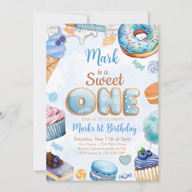 Invitation Sweet One 1st Birthday Boy (Devant)