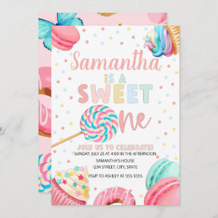Invitation Sweet One Anniversaire Invitation, Pastel Sweets I