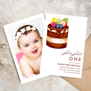 Invitation SWEET ONE aquarelle gâteau 1er anniversaire