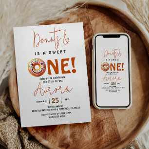 Invitation Sweet One aquarelle mignonne beignets 1er annivers