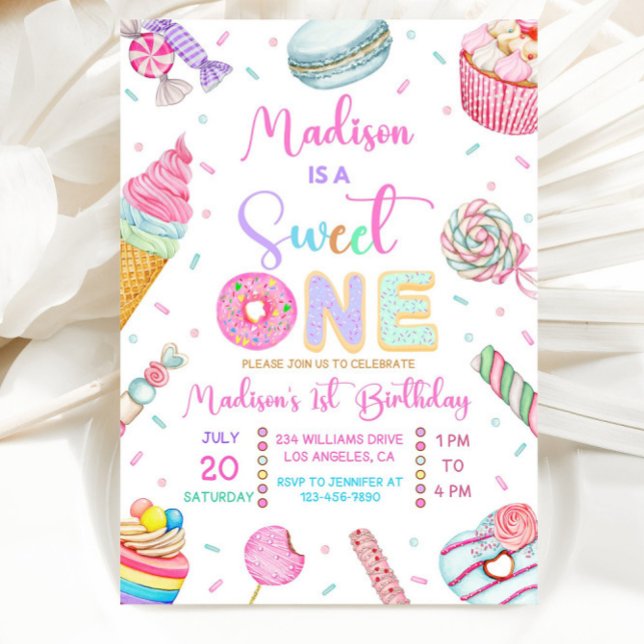 Invitation Sweet One Birthday Invitation, First Candy Sweet  (Créateur téléchargé)