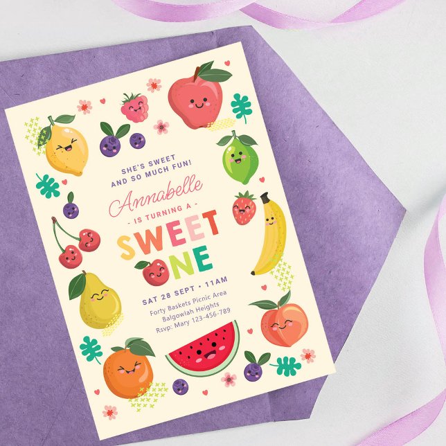 Invitation Sweet One Birthday invitation, Girls 1st Party Inv (l)