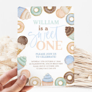 Invitation Sweet One Chocolate Donut Boys 1er anniversaire