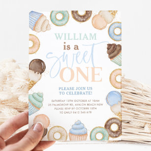 Invitation Sweet One Chocolate Donut Boys 1er anniversaire