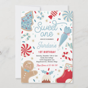 Invitation Sweet One Christmas Cookie 1er Anniversaire