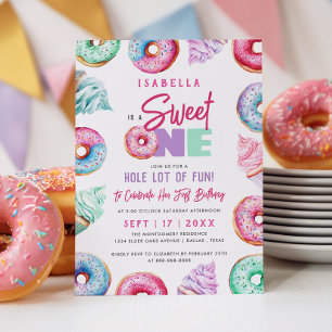 Invitation Sweet One Cute Doughnut Fille 1er anniversaire fêt