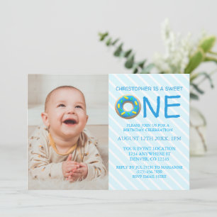 Invitation Sweet One Donut Boy 1er Anniversaire Photo