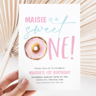 Invitation Sweet One Donut Girls 1ère fête d'anniversaire