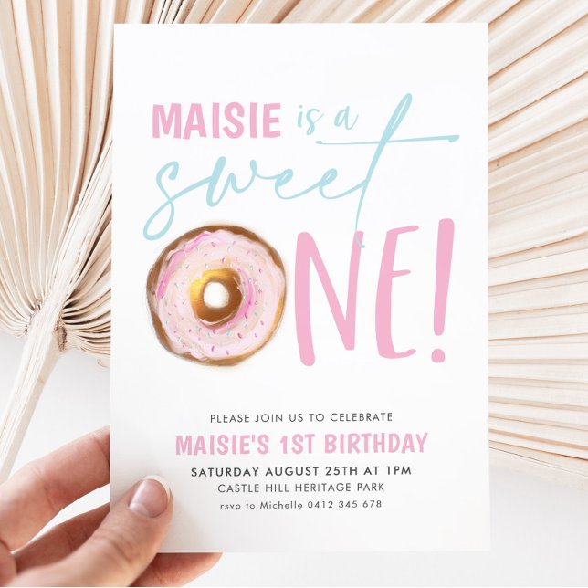 Invitation Sweet One Donut Girls 1ère fête d'anniversaire (Créateur téléchargé)