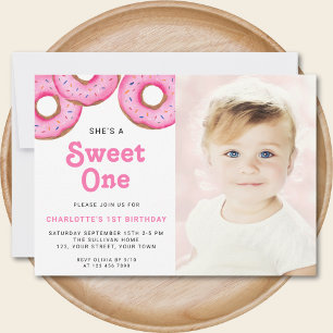 Invitation Sweet One Donut photo de la fête d'anniversaire