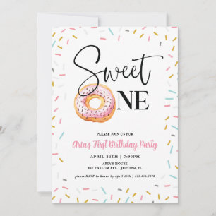 Invitation Sweet One Donut Première fête d'anniversaire