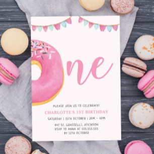 Invitation Sweet One Donut Simple 1ère fête d'anniversaire