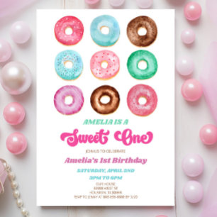 Invitation Sweet One Donut Sprinkings 1er anniversaire fête