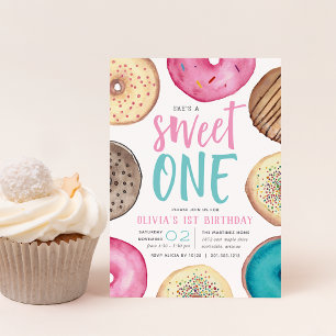Invitation Sweet One Fête du premier anniversaire de Donut