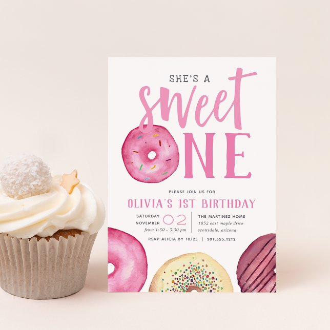 Invitation Sweet One | Fête du premier anniversaire de Donut (Créateur téléchargé)