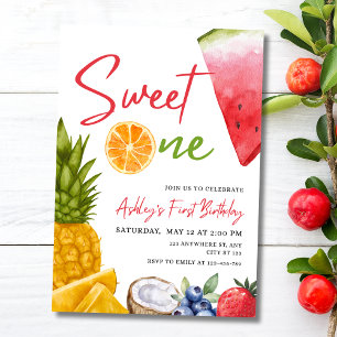 Invitation Sweet One First Birthday Invitation, Fruit Tropica