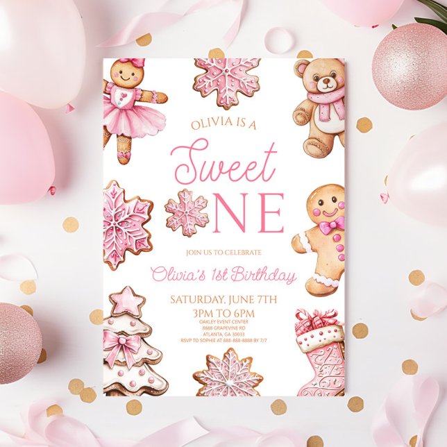 Invitation Sweet One Gingerbread Cookie 1st Birthday Party (Créateur téléchargé)
