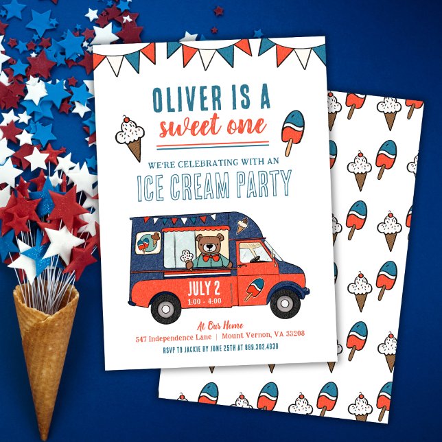 Invitation Sweet One Ice Cream Party 1er anniversaire (Créateur téléchargé)