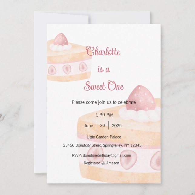 Invitation Sweet One Invitation, Dessert One Party (Devant)