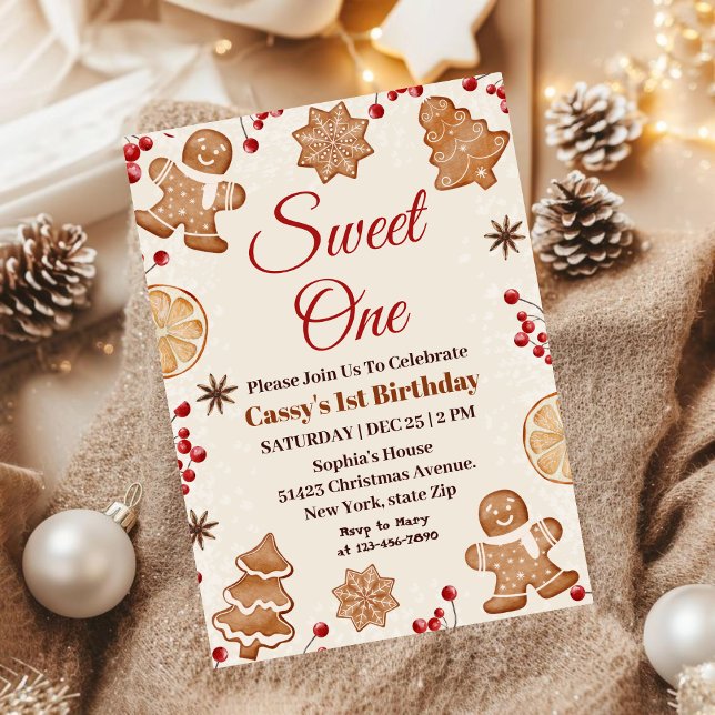 Invitation Sweet One Noël vacances 1er anniversaire fête (Créateur téléchargé)