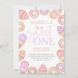 Invitation Sweet One Pastel Cupcake Donut Girls 1er anniversa