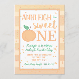 Invitation Sweet One Peach Thème Filles Premier Anniversaire