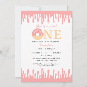 Invitation Sweet One Pink Donut 1er anniversaire