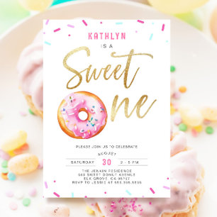 Invitation Sweet One Rose Gold Donut Sprinkings Premier anniv