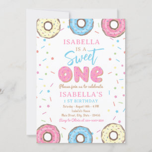Invitation Sweet One Sprinkts Donut 1er anniversaire fête