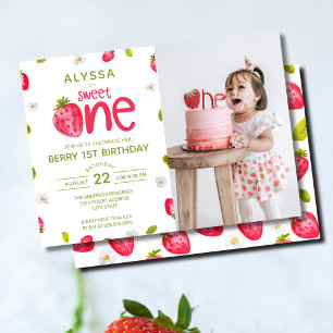 Invitation Sweet ONE Strawberry Photo Berry Premier anniversa
