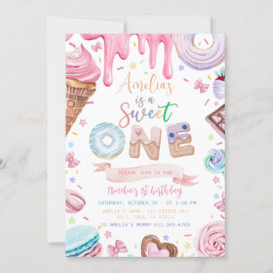 Invitation Sweet one Sweets Dessert Donut Candy Anniversaire