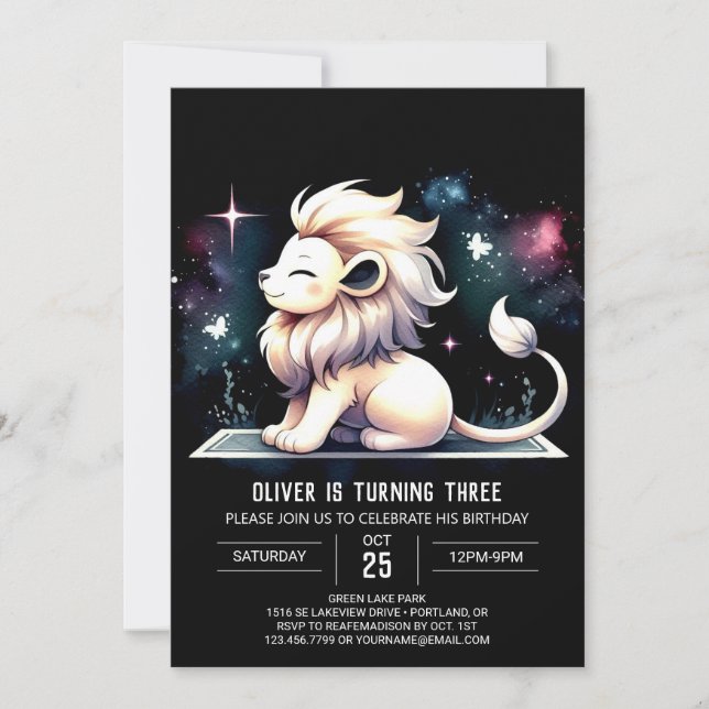 Invitation Sweet Pastel Lion Anniversaire (Devant)
