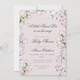 Invitation Sweet Pea flower arch Baby brunch elegant lavender