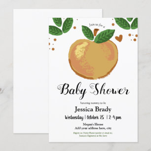 Invitation Sweet Peach avec Baby shower de coeur
