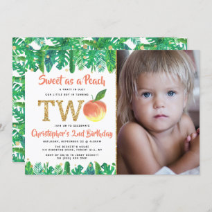 Invitation Sweet Peach Boys 2nd Birthday Photo