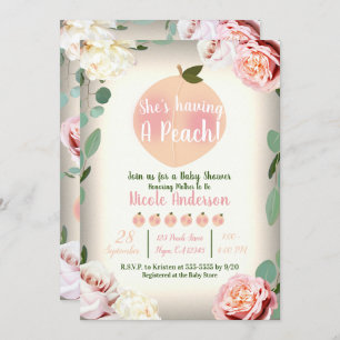 Invitation SWEET PEACH Charme du Sud Baby shower floral