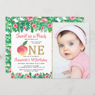 Invitation Sweet Peach Girls 1er Anniversaire Photo